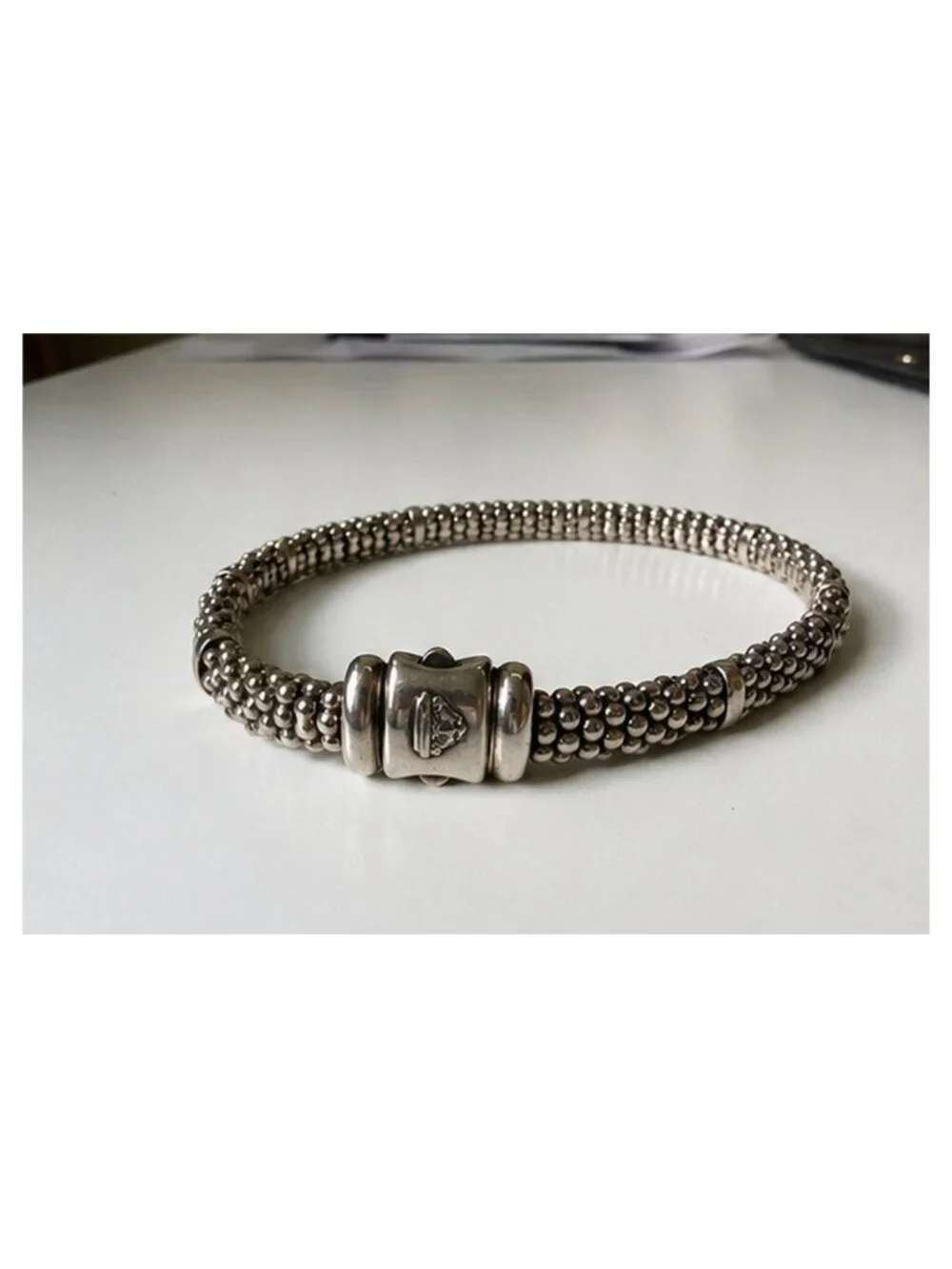 LAGOS Caviar Sterling Silver Bracelet Box Clasp Vintage w/ Pouch